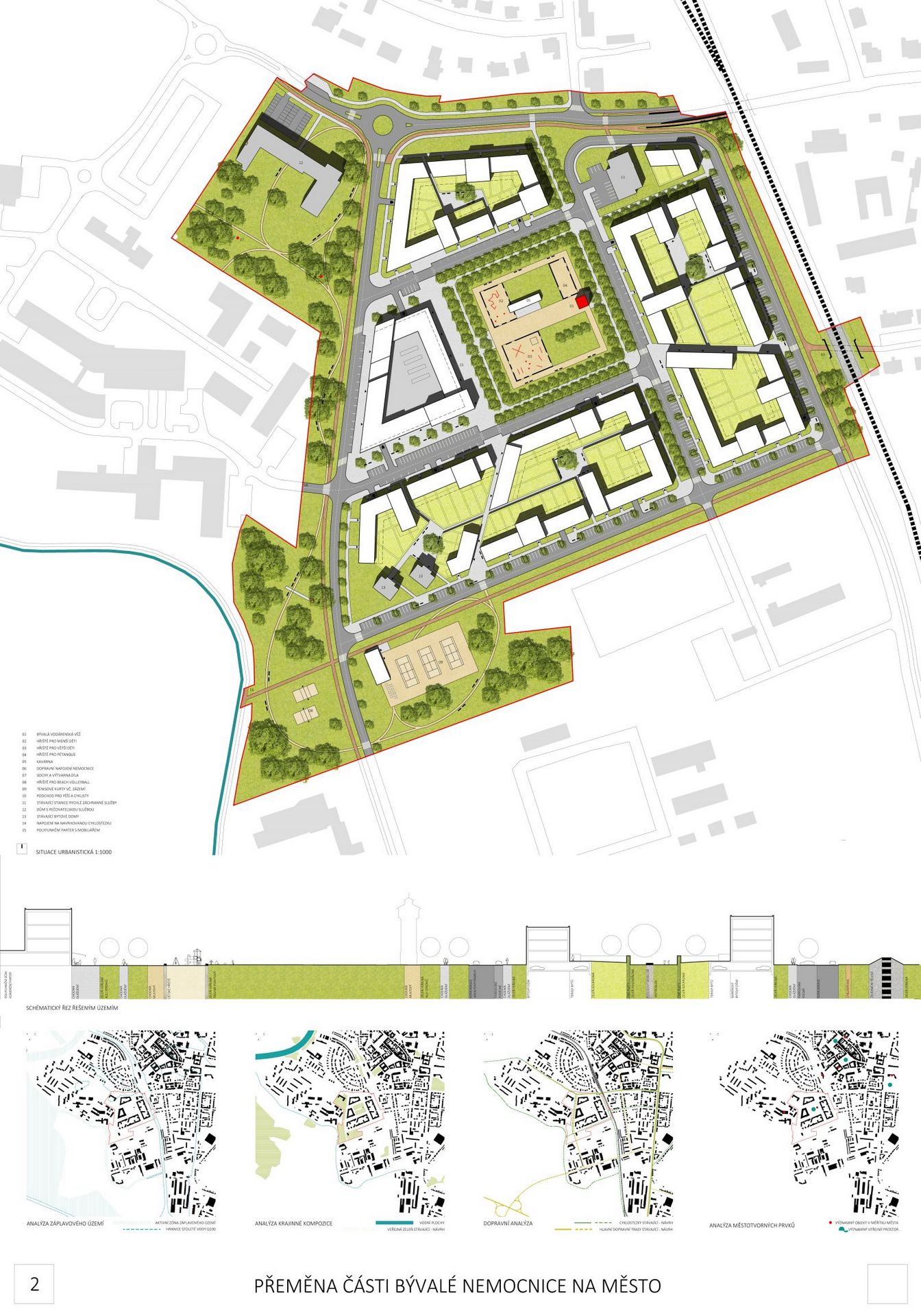 Transformation of a part of a former hospital in Uherské Hradiště into an urban area - 1st place